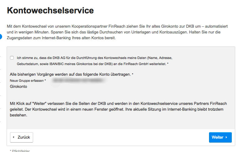 DKB Kontowechsel Service