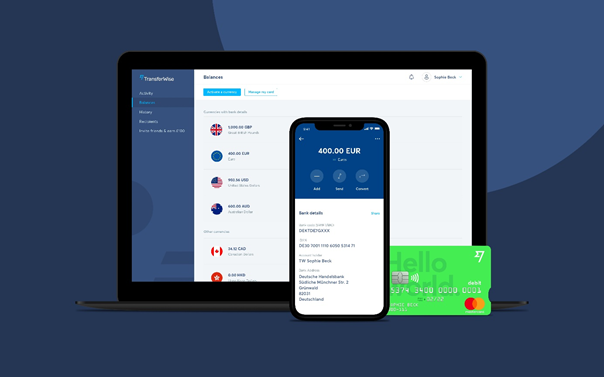 App und Online Banking zur TransferWise Kreditkarte mit Multi-Währungs-Konto